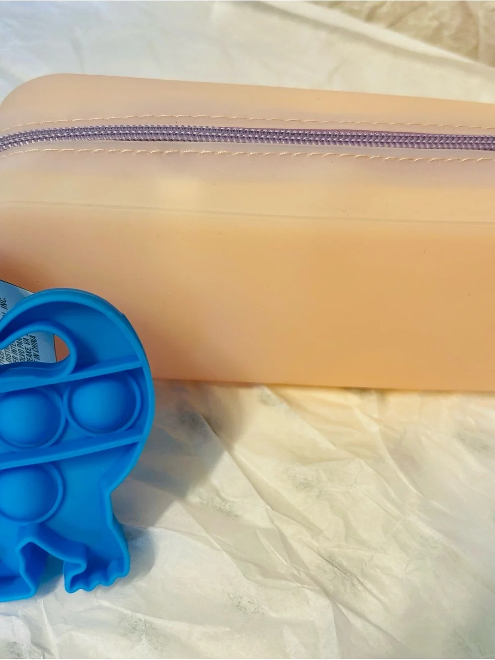 Justice Pink Pencil Case with Blue Silicone Pop Toy